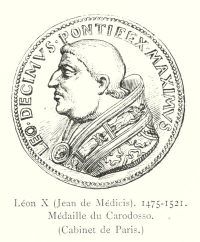 Leo X, Jean de Medicis, 1475-1521, Medaille van Carodosso, Kabinet van Parijs door Italian School